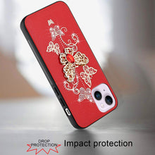For iPhone 13/14 Case Rhinestone Bling Decor Glitter Cover + Tempered Glass