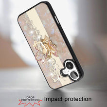 For iPhone 16 6.1inch Case Rhinestone Bling Decor Glitter Cover + Tempered Glass