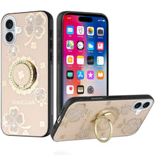 For iPhone 16 6.1inch Case Rhinestone Bling Decor Glitter Cover + Tempered Glass