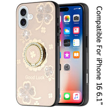For iPhone 16 6.1inch Case Rhinestone Bling Decor Glitter Cover + Tempered Glass
