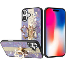 For iPhone 16 6.1inch Case Rhinestone Bling Decor Glitter Cover + Tempered Glass