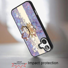 For iPhone 16 6.1inch Case Rhinestone Bling Decor Glitter Cover + Tempered Glass