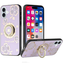 For iPhone 16 6.1inch Case Rhinestone Bling Decor Glitter Cover + Tempered Glass
