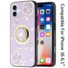 For iPhone 16 6.1inch Case Rhinestone Bling Decor Glitter Cover + Tempered Glass