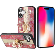 For iPhone 16 6.1inch Case Rhinestone Bling Decor Glitter Cover + Tempered Glass