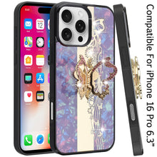 For iPhone 16 Pro 6.3in Case Rhinestone Bling Glitter Cover + Tempered Glass