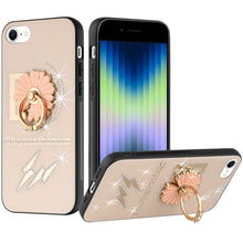 For iPhone 11 6.1 in. Case Rhinestone Bling Decor Glitter Cover + Tempered Glass