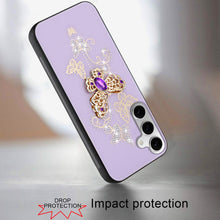 For Samsung S25 FE Case Rhinestone Bling Decor Glitter Cover + Tempered Glass