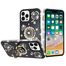 For iPhone 13 Pro Max 6.7 inch Case Crystal Studded Rotating Ring Stand Bling