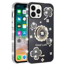 For iPhone 13 Pro Max 6.7 inch Case Crystal Studded Rotating Ring Stand Bling