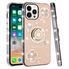 For iPhone 11 6.1 in. Case Crystal Studded Ring Stand Bling + Tempered Glass
