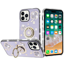 For iPhone 13 Pro Max 6.7 inch Case Crystal Studded Rotating Ring Stand Bling
