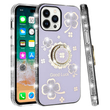 For iPhone 13 Pro Max 6.7 inch Case Crystal Studded Rotating Ring Stand Bling