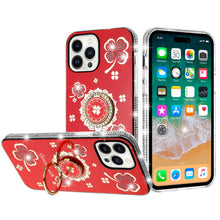 For iPhone 13 Pro Max 6.7 inch Case Crystal Studded Rotating Ring Stand Bling