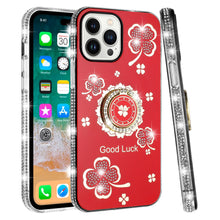 For iPhone 15 Case Glitter Crystal Bling Ring Stand Cover + 2 Tempered Glass