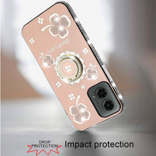 For Moto G Stylus 5G 2024 Case Crystal Studded Ring Stand Bling + Tempered Glass