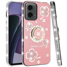 For Moto G Stylus 5G 2024 Case Crystal Studded Ring Stand Bling + Tempered Glass
