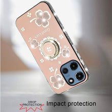 For Moto G 2025 Case Crystal Studded Ringstand Bling Cover + Tempered Glass