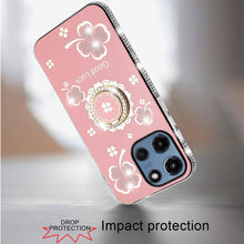 For Moto G 2025 Case Crystal Studded Ringstand Bling Cover + Tempered Glass