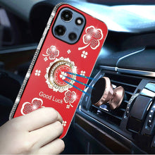 For Moto G 2025 Case Crystal Studded Ringstand Bling Cover + Tempered Glass