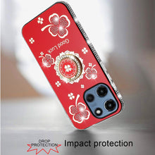 For Moto G 2025 Case Crystal Studded Ringstand Bling Cover + Tempered Glass