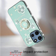For Moto G 2025 Case Crystal Studded Ringstand Bling Cover + Tempered Glass