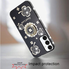 For Samsung A16 5G Case Crystal Studded Ringstand Bling Cover + Tempered Glass