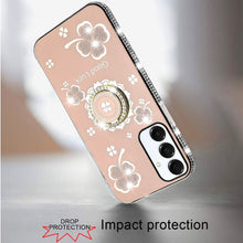 For Samsung A16 5G Case Crystal Studded Ringstand Bling Cover + Tempered Glass