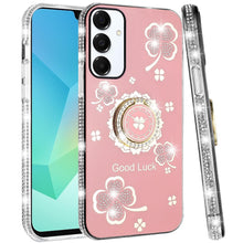 For Samsung A16 5G Case Crystal Studded Ringstand Bling Cover + Tempered Glass