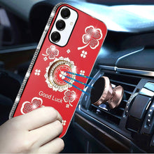 For Samsung A16 5G Case Crystal Studded Ringstand Bling Cover + Tempered Glass