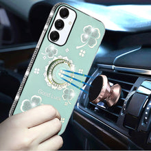 For Samsung A16 5G Case Crystal Studded Ringstand Bling Cover + Tempered Glass