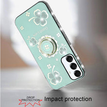For Samsung A16 5G Case Crystal Studded Ringstand Bling Cover + Tempered Glass