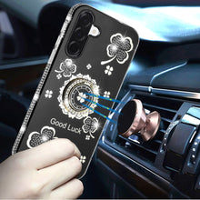 For Samsung A17 5G Case Crystal Studded Ring Stand Bling Cover + Tempered Glass
