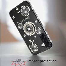 For Samsung A17 5G Case Crystal Studded Ring Stand Bling Cover + Tempered Glass