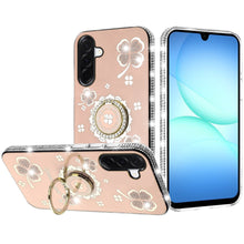 For Samsung A17 5G Case Crystal Studded Ring Stand Bling Cover + Tempered Glass