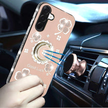 For Samsung A17 5G Case Crystal Studded Ring Stand Bling Cover + Tempered Glass