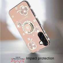 For Samsung A17 5G Case Crystal Studded Ring Stand Bling Cover + Tempered Glass