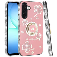 For Samsung A17 5G Case Crystal Studded Ring Stand Bling Cover + Tempered Glass