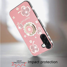 For Samsung A17 5G Case Crystal Studded Ring Stand Bling Cover + Tempered Glass