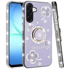 For Samsung A17 5G Case Crystal Studded Ring Stand Bling Cover + Tempered Glass