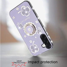 For Samsung A17 5G Case Crystal Studded Ring Stand Bling Cover + Tempered Glass