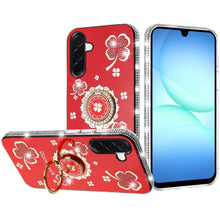 For Samsung A17 5G Case Crystal Studded Ring Stand Bling Cover + Tempered Glass