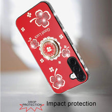 For Samsung A17 5G Case Crystal Studded Ring Stand Bling Cover + Tempered Glass