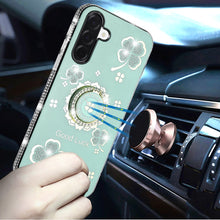 For Samsung A17 5G Case Crystal Studded Ring Stand Bling Cover + Tempered Glass