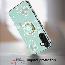 For Samsung A17 5G Case Crystal Studded Ring Stand Bling Cover + Tempered Glass