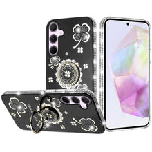 For Samsung A36/A56 Case Crystal Studded Ringstand Bling Cover + Tempered Glass