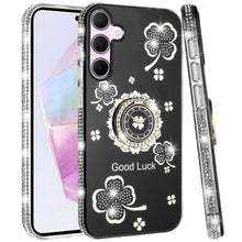 For Samsung A36/A56 Case Crystal Studded Ringstand Bling Cover + Tempered Glass