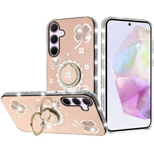 For Samsung A36/A56 Case Crystal Studded Ringstand Bling Cover + Tempered Glass