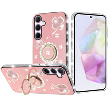 For Samsung A36/A56 Case Crystal Studded Ringstand Bling Cover + Tempered Glass