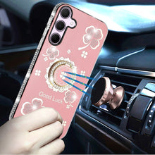 For Samsung A36 Case Crystal Studded Ringstand Bling Cover + Tempered Glass